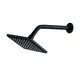 Regadera ABS Acquabela Trento Cuadrada Negra 6" Brazo 30cm 1 Función
